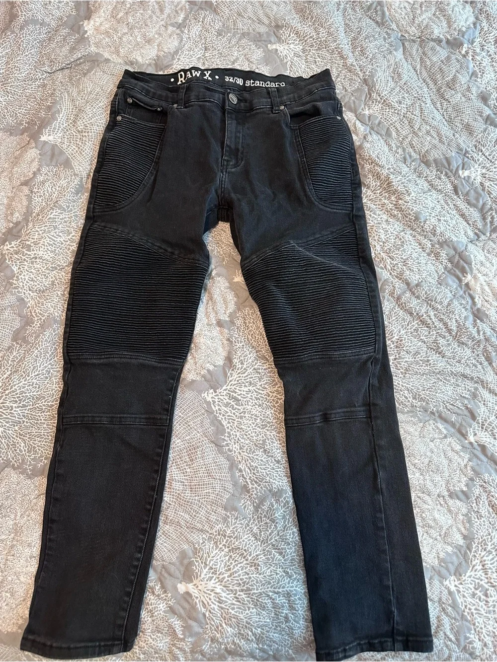 RAW X Black Men's Cargo-Style Moto Pants